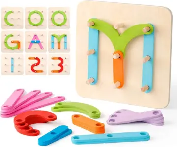 Coogam Wooden Letters Practicing Board, Double-Sided Alphabet Tracing Tool Learning to Write ABC Educational Toy Game Fine Motor Montessori Gift for