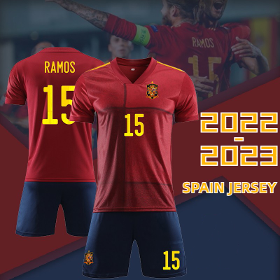 ฟุตบอลโลก2022 Pedri เสื้อฟุตบอลสเปนทีมชาติ Home Jersey สำหรับผู้ใหญ่ (หมายเลข7/8/9/11/15/26)