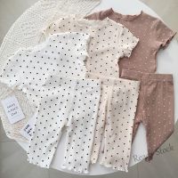 【Ready Stock】 ◇۞ C22 New bornm Baby Pajamas Summer Childrens Air-conditioning Suit Set Two Piece Home Service Girls Polka Dot Pattern Pajamas Spring and Summer Style Short sleeve Thin Baby Clothing