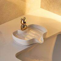 Bathroom bear soap box high-value deer bathroom soap box drain household soap dish single-layer simple net red