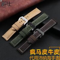 ▶★◀ Suitable for Crazy Horse leather watch strap Suitable for Panerai Bernis Aigole mens retro leather watch chain accessories 24 26mm