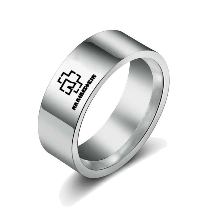 ผู้หญิงแหวนวงโลโก้แหวนผู้ชายแฟชั่นข้ามพิมพ์เครื่องประดับคู่แต่งงานน่ารักสีเงินอุปกรณ์โลหะสแตนเลส