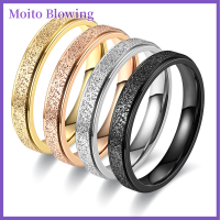 Moito แหวนใส่นิ้วสแตนเลสสตีลแฟชั่นที่สร้างสรรค์ฝ้า4มม. แหวนทรงเรขาคณิตแบบเรียบง่ายสำหรับผู้หญิงผู้ชายเครื่องประดับหรูหราน้ำหนักเบา