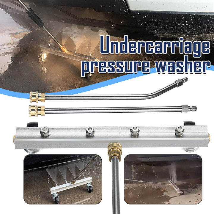 【NEW】(13/16inch) Undercarriage Cleaner Power Under Car Wash Boom Water Broom W/ 4 Nozzles + 2