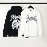 2023 NEWHigh Street Re New Dark Style Unisex Skeleton 3D Line Vintage Fun Print Loose Relaxed Long Sleeve Hoodie.ใหม่