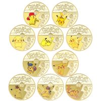 Anime Pocket Monsters Gold Plated Coins Collectibles with Coin Holder Japanese Pokemon Commemorative Coin Gift Dropshipping