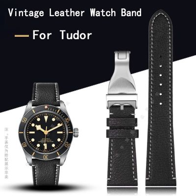 แถบนาฬิกาหนังวินเทจ20มม. 22มม. พิเศษสำหรับ Tudor Black Bay 1958 39มม. 41มม. GMT Pelagos Pin/พับหัวเข็มขัดหัวเข็มขัด Cowhide Carterfa.