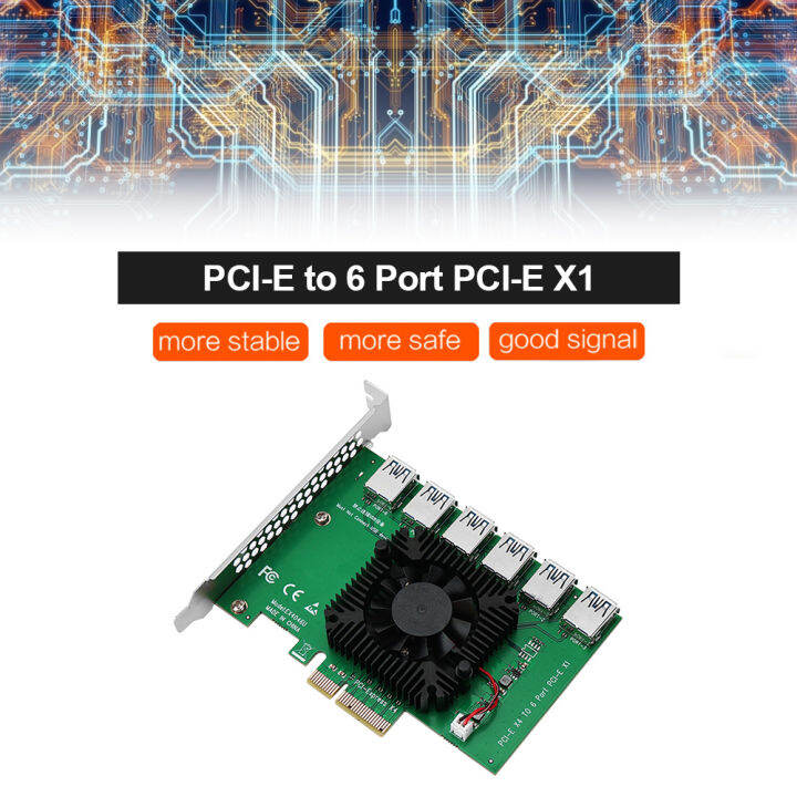 pci-e-x4-1-to-6-riser-6-ports-usb-3-0-pci-express-x4x8x16-slot-graphics-card-expansion-adapter-motherboard-add-on-card