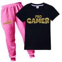 PRO GAMER Boys กางเกงจ็อกกิ้งชุดเสื้อแขนสั้นสำหรับเด็กหญิงเสื้อยืดยาวกางเกงชุดออกกำลังกายสำหรับทั้งหญิงและชายแขนสั้นเสื้อยืด + กางเกง598เสื้อผ้าเด็กฤดูร้อนสบายๆแฟชั่นชุด