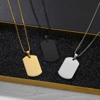 Classic 2mm Stainless Steel Box Chain Dog Tag ID Pendant Necklace for Men Women Personalized Engraving Military Jewelry DNM38