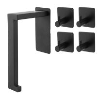 Toilet Paper Holder Self Adhesive Toilet Paper Roll Holder for Bathroom Washroom Kitchen Stick on Wall Mount Matt Black