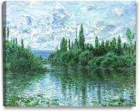 แขนของสายน้ำแซนใกล้ Vetheuil Claude Monet ขั้นตอนก่อนทำศิลปะผ้าใบ Giclee ศิลปะบนผนังสำหรับ30x24การตกแต่งบ้าน