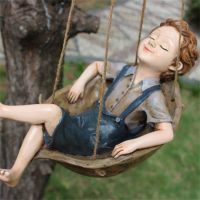 Sleeping Boy Garden Resin Sculpture Figurine Statue Home Garden Decoration Ornaments Desktop Decor Handmade Craft Modern Art