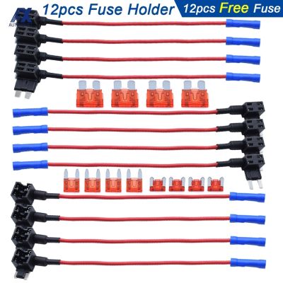 【YF】 12Pcs/set Fuse Holder Add-a-circuit TAP Adapter Micro Mini Standard ATM APM ATO ATC with 12V 10A Blade Car Auto Replacement