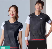 Yonex ชุดฝึกกีฬาสำหรับทั้งหญิงและชายใหม่สำหรับเสื้อยืดเล่นปิงปองฤดูร้อน2023ชุดสะดวกสบายและระบายอากาศวิ่งการแข่งขันบาสเก็ตบอล