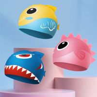 Kids New Swimming Caps Cute Cartoon Dinosaur Boys Girls Swim Cap Soft Silicone Waterproof Children  Hat High Elastic Swim Caps