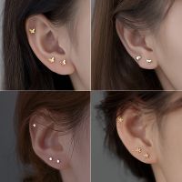 [HOT ZUQIOULZHJWG 517] แฟชั่นมินิต่างหูสตั๊ดสำหรับผู้หญิง Helix กระดูกอ่อน Tragus กลีบหูสตั๊ดฉลุหัวใจผีเสื้อวัยรุ่นเจาะเครื่องประดับ