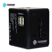 TOSHINO รุ่น DE-206 TRAVEL ADAPTER 4in1 + 2 USB ระบบป้องกันไฟกระชาก พร้อมเที่ยวต่างประเทศ