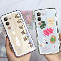 KOSLAM เคสโทรศัพท์กันกระแทกแบบใสการ์ตูนหมีกาแฟน่ารักสำหรับ VIVO V29 5G V29e V29 Pro 5G V27 V27e 5G V27 Pro 5G V25 V25e 5G V25 Pro 5G V23e 5G V23 5G ดีไซน์ใหม่5G ปลอกโทรศัพท์มือถือ TPU อ่อนมีในสต็อก