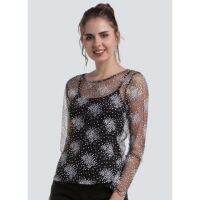 COD ขายเท เสื้อผ้ามุ้งไม่คัน Meraki Printed Sheer Top for Women ไซส์ S , M