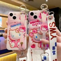 สายรัดข้อมือเพชรแฟชันทันสมัย3D มีสายคล้องคอลายการ์ตูน Hello Kitty Huawei P40เคสโทรศัพท์มือถือ Mate40แบบรวมทุกอย่าง P30 Glory 60/30/50ป้องกันการตก P20 Nova9ผู้หญิง/7/5/6/8