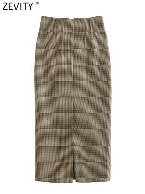 【CC】 Zevity Print Split Straight Skirt Faldas Mujer Female Side Pleat Design Vestidos QUN2557