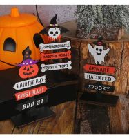 1PCS Halloween Cute Wooden Sign Decoration Ghost Festival Ghost Guide Sign Desktop Outdoor Garden Decoration