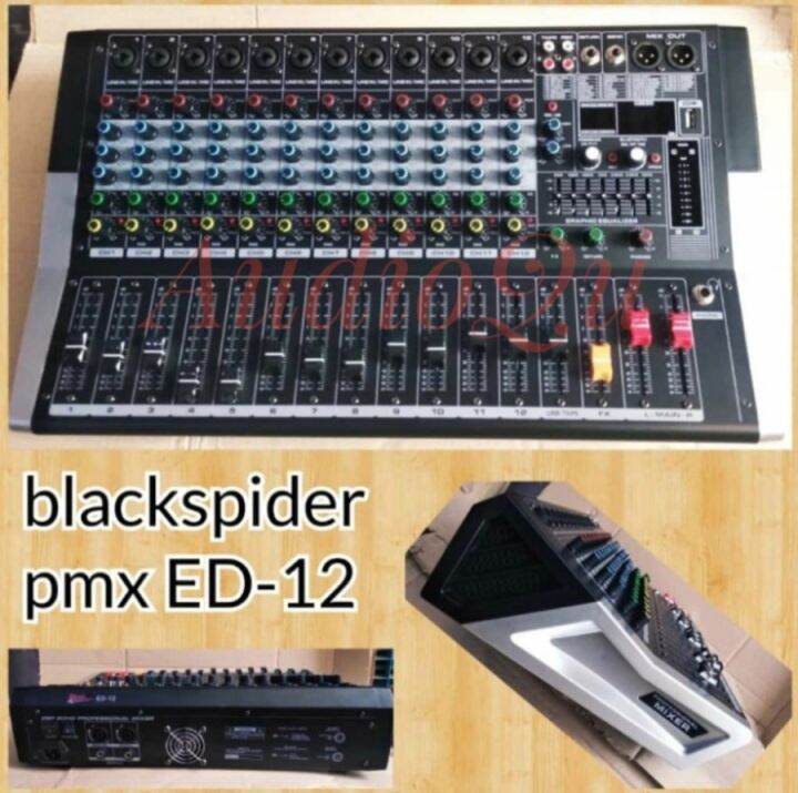 Power Mixer Blackspider ED12 Bluetooth 12 Channel Black Spider ED 12