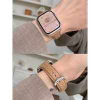 ♀ Ladies leather strap for Apple Watch Series 7 6 SE 8 41mm 45mm High watchbands Genuine leather band for iWatch Series 8 strap