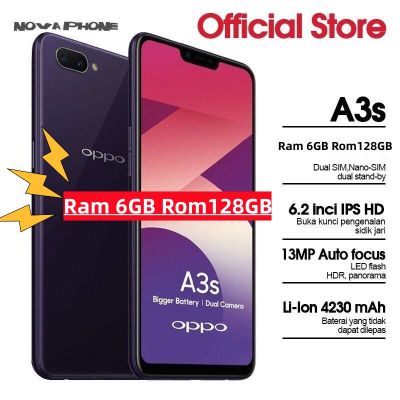 【ส่งฟรี】A3S สมาร์ทโฟนเดิม Ram 6GB Rom128GB มือถือราคาถูก สองเท่า ซิมการ์ด+SD หน้าจอHD 6.2นิ้ว "หน้าจอใหญ่ โทรศัพท์มือถือOPPO A3S