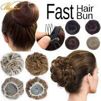 โดนัท Chignon Bun คลิปผมตรงสำหรับต่อผู้หญิงทรงผมทนความร้อนได้ Hairpieces สังเคราะห์