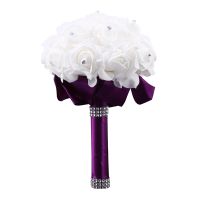 Romantic Bridal Roses Bouquet for Bride Handmade (Purple)