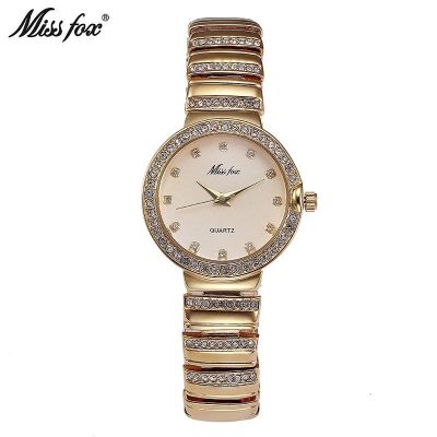 ๑✶▼ แฟชั่นนาฬิกาสแตนเลสสีทองผู้หญิงแบรนด์ดังหรูหราคริสตัลนาฬิกาข้อมือสุภาพสตรีชุดลำลองนาฬิกา Bayan Kol Saati