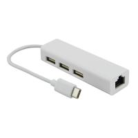 [HOT HAIXWLXKWW 589] Type C เป็น USB Hub 3.0 Splitter 3พอร์ตพร้อมอะแดปเตอร์อินเทอร์เน็ต Ethernet ความเร็วสูงสำหรับ