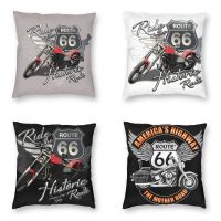 【LZ】 Motorcycle Ride Historic Route 66 Pillow Case Living Room Decoration Motorbike The Mother Road Sofa Cushions Cover Pillowcase