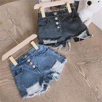 Fashion Baby Girl Casual Jean Shorts Ripped Holes Toddler Teen Child Cotton Scanties Trousers Button Summer Baby Clothes 1-14Y