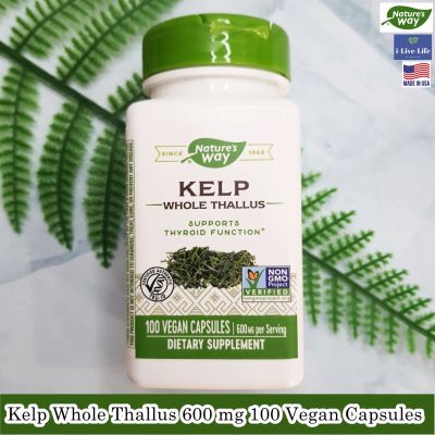 Natures Way - Kelp Whole Thallus 600 mg 100 Vegan Capsules สาหร่ายเคลป์ เสริม ไอโอดิน