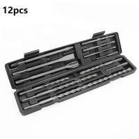 12pcs Electric Hammer Drill Bit Set Sds chisel Plastic Box Shank Impact Rotary Concrete Masonry Drilling Grooving New Power Tool