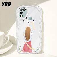 YBDเคสลายคลื่นสำหรับ Infinix Hot 10Play Hot 11 Play X688C X688B เคสโทรศัพท์ลายการ์ตูนด้านหลังเงาผู้หญิงเคสโทรศัพท์กันกระแทกรู้สึกสบาย