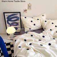 INS Fashion White Wave Dot Bedding Sets Simple Flower Duvet Cover Pillowcase Bed Sheet Boy Girls Single Twin Double Cover Beds