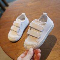 COD SDFGERTERTEEE LOK03691 Casual White Shoes For Baby Girls Boys Children Breathable Anti-Slip Canvas Shoes Soft Soled Classical Shoes 0-6.5 Years