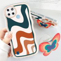 เคสโทรศัพท์ Realme C30 Realme C21Y C25Y Realme (พร้อมตัวยึดฟรี) เคสป้องกันกล้องคลุมทั้งหมดกันกระแทกสไตล์เรียบง่ายลายคลื่นนิ่มแฟชั่นหลายสี