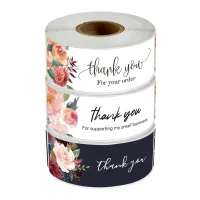 120 Pcs/roll flower thank you stickers 1*3 inch long seal labels for gift envelope seal stickers scrapbooking stationery sticker