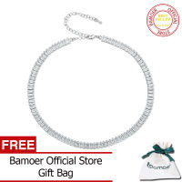 BAMOER สร้อยคอ Zircon สายโซ่เทนนิสเคลือบแพลตตินัมสำหรับผู้หญิง YIN112เครื่องประดับแฟชั่นของขวัญงานเลี้ยงวันเกิด