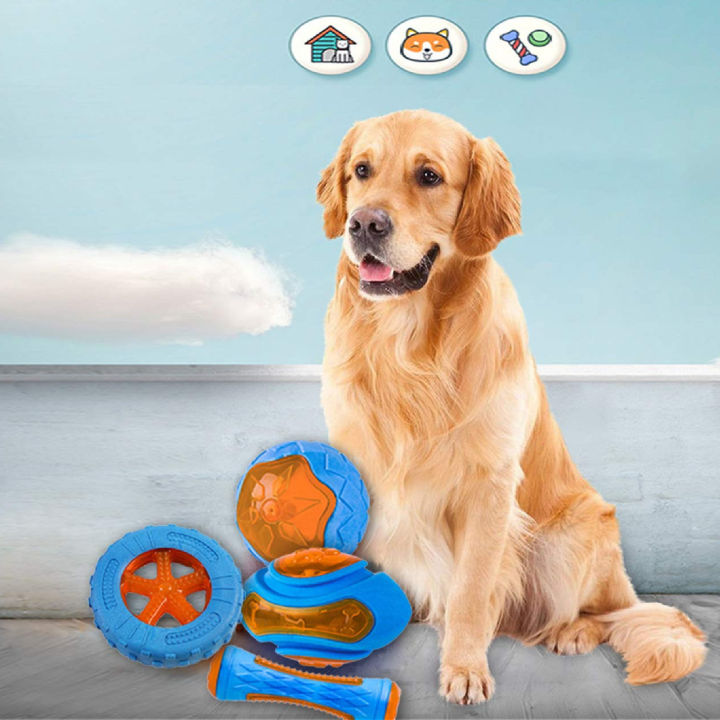 1เซ็ต4ชิ้นยางของเล่นสุนัขสำหรับสุนัขเคี้ยวกัดทน-squeaky-การฝึกอบรมเล่นของเล่นอินเตอร์แอคทีของเล่นสุนัขสำหรับสุนัขขนาดใหญ่