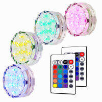 Litake IP67กันน้ำหลากสี RGB 4ชิ้น,พร้อมรีโมทควบคุมดอกไม้ประดับสำหรับตู้ปลาบ่อแจกันฐานจัดงานแต่งงานฮาโลวีนไฟสำหรับวันหยุดคริสต์มาส