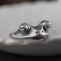 Fashion New Retro Frog Ring Womens Art Design Retro Uni Womens Statement Ring Silver Gift