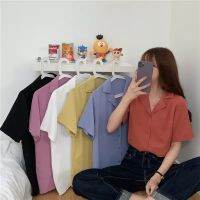 เสื้อเชิ๊ตแขนสั้นปกฮาวาย 14 สี ทรงเบสิค สไตล์มินิมอลสำหรับชายหญิงใส่ได้