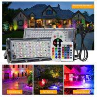 RGB LED Flood Light Outdoor Waterproof 50W 100W 150W 220V Remote Landscape Lighting Spotlight With EU Plug Garden Decor Light