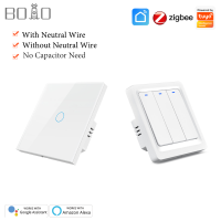 BOIO ZigBee Wall Smart Light Switch With Neutral/No Neutral ,No Capacitor Smart Life/tuya ทำงานร่วมกับ Alexa,Hub ที่จำเป็น